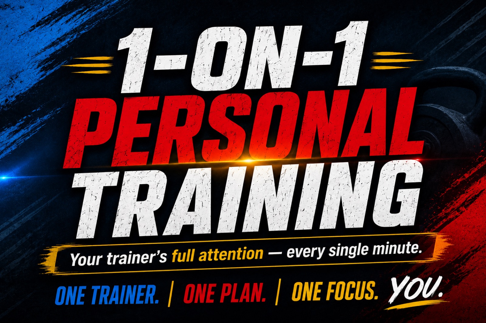 Move Academia · 1-on-1 Personal Training — Your trainer's full attention, every single minute. Focused on You · Personalized Coaching · Real Results · Accountability & Support · Built Around Your Goals