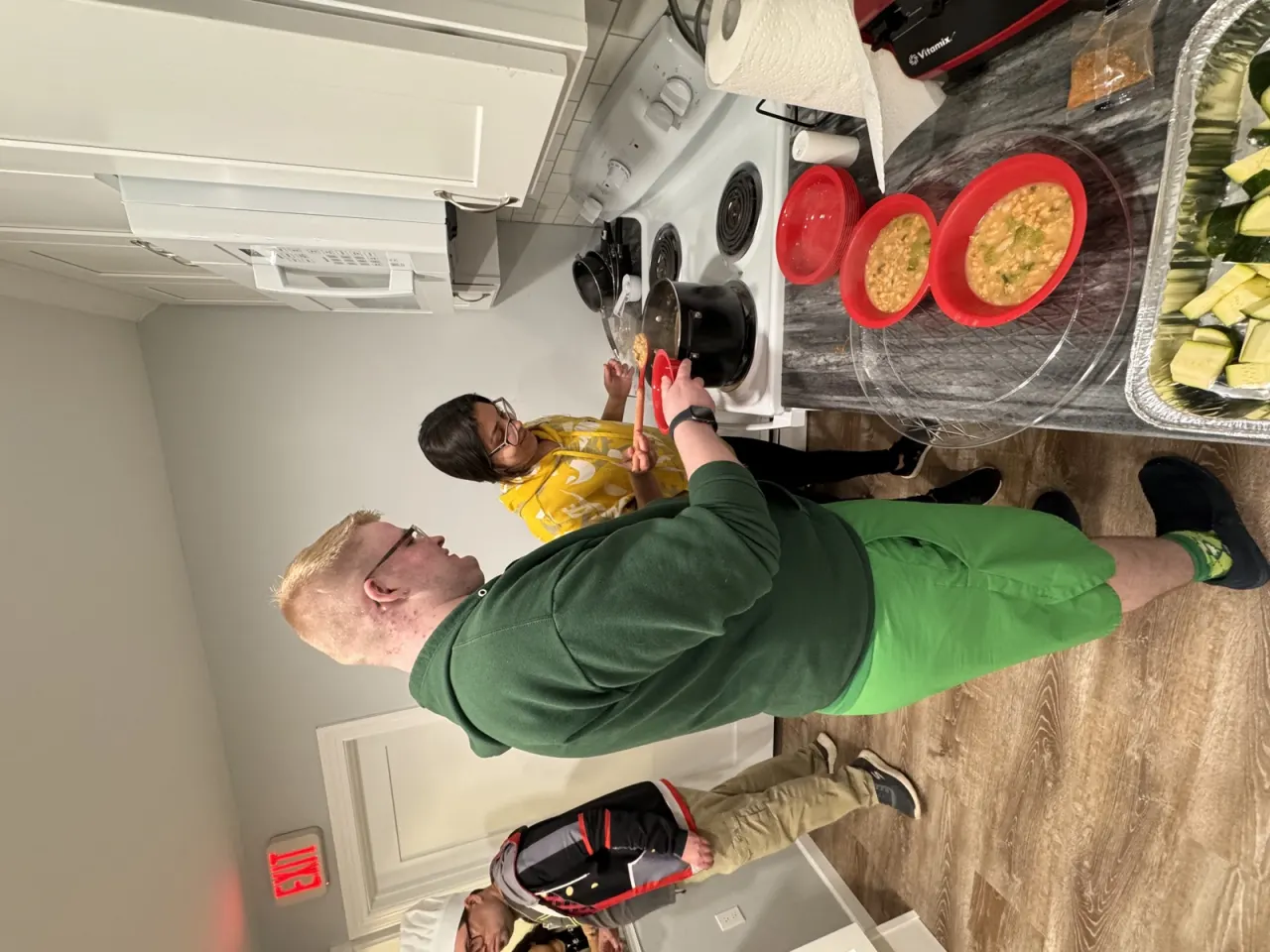 Diego teaching nutrition and cooking techniques