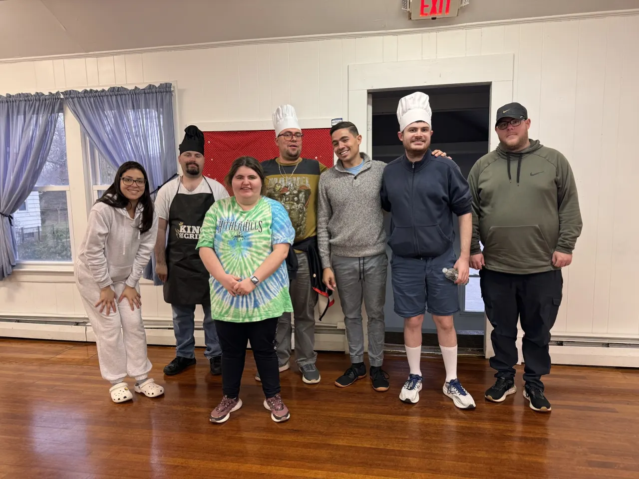 Cooking workshop group in chef hats