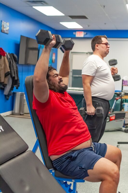 Dumbbell training together